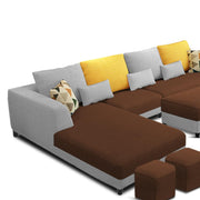 Minta LHS 8 Seater L Shape Sofa Set with Ottoman & 2 Puffy for Living Room (Green Fabric)