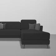 Arlond RHS 4 Seater L Shape Sofa Set for Living Room (Black Fabric) Premium Fabric Sofa
