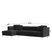 Vesco LHS 6 Seater L Shape Sofa Set for Living Room (Black) Premium Fabric Sofa