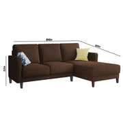 Swaloni RHS 4 Seater L Shape Sofa Set for Living Room (Brown) Premium Fabric Sofa
