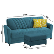 Francis 3 Seater Sofa Set with Ottoman for Living Room (Turquise) Fabric