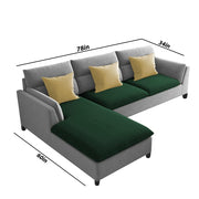 Delton LHS 4 Seater L Shape Sofa Set for Living Room (Green Grey) Premium Fabric