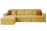 Gagnon LHS 6 Seater L Shape Corner Sofa Cum Bed for Living Room (Yellow Fabric) Premium Fabric Sofa