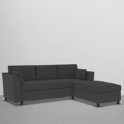 Blustin RHS 4 Seater L Shape Sofa Set for Living Room (Black Fabric) Premium Fabric Sofa