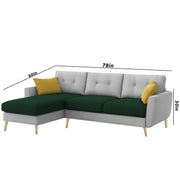 Lizel LHS 4 Seater L Shape Sofa Set with Center Table for Living Room (Green Grey Fabric) Premium Velvet Fabric Sofa