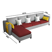 Asser LHS 6 Seater L Shape Sofa Set for Living Room (Maroon Grey) Premium Fabric Sofa