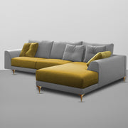Viva RHS 6 Seater L Shape Sofa Set for Living Room (Yellow Grey) Premium Fabric Sofa