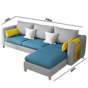 Asser RHS 4 Seater L Shape Sofa Set for Living Room (Turquise Grey) Premium Fabric Sofa
