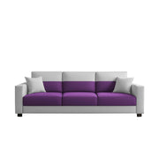 Aden 3 Seater Sofa Set with Ottoman for Living Room (Purple Grey Colour Fabric) Premium Fabric Sofa
