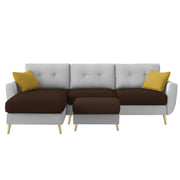 Lizel LHS 4 Seater L Shape Sofa Set with Center Table for Living Room (Brown Grey Fabric) Premium Velvet Fabric Sofa