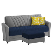 Francis 3 Seater Sofa Set With Ottoman for Living Room (Blue Grey) Fabric