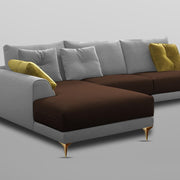 Viva LHS 6 Seater L Shape Sofa Set for Living Room (Brown Grey) Premium Fabric Sofa