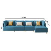 Salina LHS 6 Seater L Shape Sofa Set for Living Room (Black) Premium Fabric Sofa