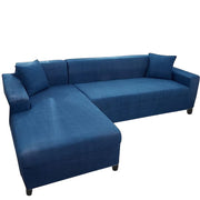 Atlanci 6 Seater L Shape Sofa Set for Living Room (Blue Fabric) Left Side