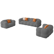 Vetras Modern Velvet Bubble Cloud Sofa, Tufted Design Upholstered 3+1+1 Seater Sofa Set for Living Room, (Black Colour) Premium Velvet Fabric Sofa