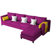 Asser RHS 6 Seater L Shape Sofa Set for Living Room (Purple) Premium Fabric Sofa
