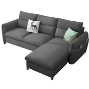 Andon 4 Seater L Shape Sofa Set for Living Room (Dark Grey Fabric) Right Side Sofa
