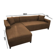 Atlanci 6 Seater L Shape Sofa Set for Living Room (Brown Fabric) Left Side