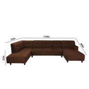 Ragno 8 Seater U Shape Sofa Set for Living Room (Brown Fabric) Premium Fabric Sofa