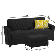 Francis 3 Seater Sofa Set with Ottoman for Living Room (Black) Fabric
