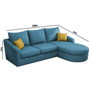 Shrank Round Lounger L Shape 4 Seater Sofa Set for Living Room (Turquise) Fabric Sofa | RHS