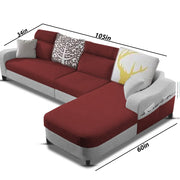 Amanda RHS 6 Seater L Shape,Sofa Set for Living Room (Maroon Grey Fabric)