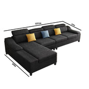 Jayden 4 Seater L Shape Sofa Set for Living Room (Black Fabric) Left Side
