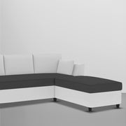 Blustin RHS 4 Seater L Shape Sofa Set for Living Room (Black Grey Fabric) Premium Fabric Sofa