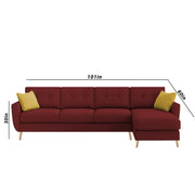 Lizel RHS 6 Seater L Shape Sofa Set for Living Room (Maroon Fabric) Premium Velvet Fabric Sofa