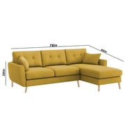 Lizel RHS 4 Seater L Shape Sofa Set with Center Table for Living Room (Yellow Fabric) Premium Velvet Fabric Sofa