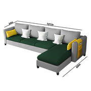 Asser RHS 6 Seater L Shape Sofa Set for Living Room (Green Grey) Premium Fabric Sofa
