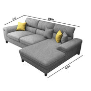 Anver 4 Seater L Shape Sofa Set for Living Room (Grey) Right Side