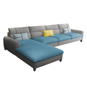 Francis 6 Seater Sofa Set for Living Room (Sky Blue Grey Fabric) Left Side Sofa