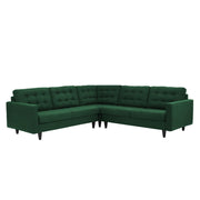 Adonway 6 Seater L Shape Sofa Set with Center Table for Living Room (Green Fabric) Premium Fabric Sofa