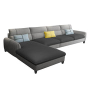 Francis 6 Seater Sofa Set for Living Room (Black Grey Fabric) Left Side Sofa