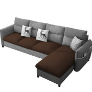 Andon 6 Seater L Shape Sofa Set for Living Room (Black Grey Fabric) Left Side Sofa