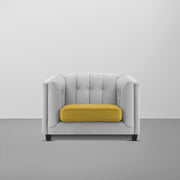 Sinclair 1 Seater Sofa Set for Living Room (Yellow Grey Colour) Premium Fabric Sofa