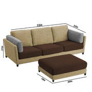 Nairo 4 Seater Interchangeable L Shape Sofa with Ottoman for Living Room (Cream Brown Fabric)