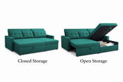 Casaliving Treshta 4 Seater LHS L - Shape Pull-Out Sofa Cum Bed with Storage Sofa for Living Room (Brown Fabric Color) Premium Fabric Sofa Set for Living Room Sofa Cum Bed