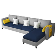 Asser RHS 6 Seater L Shape Sofa Set for Living Room (Blue Grey) Premium Fabric Sofa