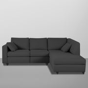 Dorian RHS 4 Seater L Shape Sofa Set for Living Room (Black Fabric) Premium Fabric Sofa