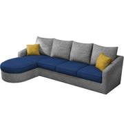 Shrank Round Lounger L Shape 6 Seater Sofa Set for Living Room (Blue Grey) Fabric Sofa | LHS