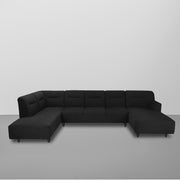 Ragno 8 Seater U Shape Sofa Set for Living Room (Black Fabric) Premium Fabric Sofa