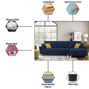 Antonio RHS 4 Seater L Shape Sofa Set for Living Room (Blue Premium Fabric)