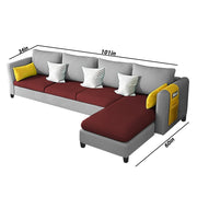 Asser RHS 6 Seater L Shape Sofa Set for Living Room (Maroon Grey) Premium Fabric Sofa