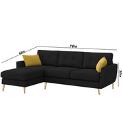 Lizel LHS 4 Seater L Shape Sofa Set with Center Table for Living Room (Black Fabric) Premium Velvet Fabric Sofa