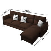 Andon 6 Seater L Shape Sofa Set for Living Room (Brown Fabric) Yellow Side Sofa