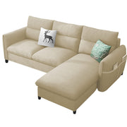 Andon 4 Seater L Shape Sofa Set for Living Room (Cream Fabric) Right Side Sofa
