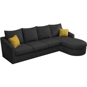 Shrank Round Lounger L Shape 6 Seater Sofa Set for Living Room (Black) Fabric Sofa | RHS