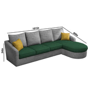 Shrank Round Lounger L Shape 6 Seater Sofa Set for Living Room (Green Grey) Fabric Sofa | RHS